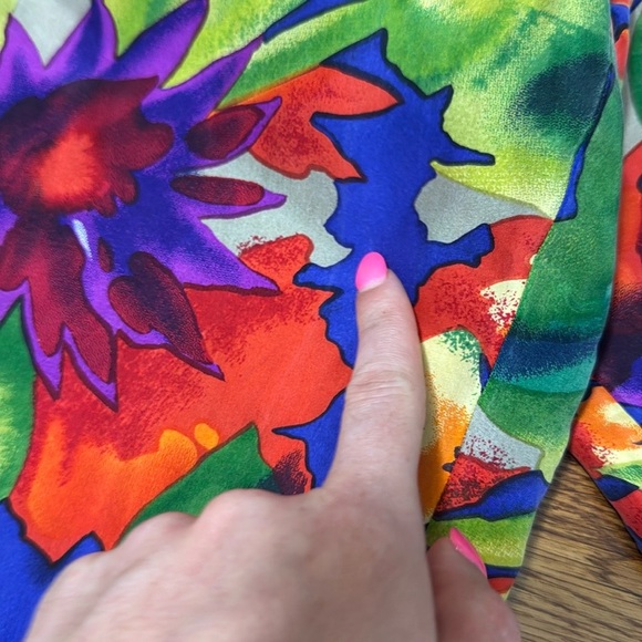 NWT Talbots Vintage 100% Silk Tropical Print Pull On Pants Size Medium - Picture 10 of 14